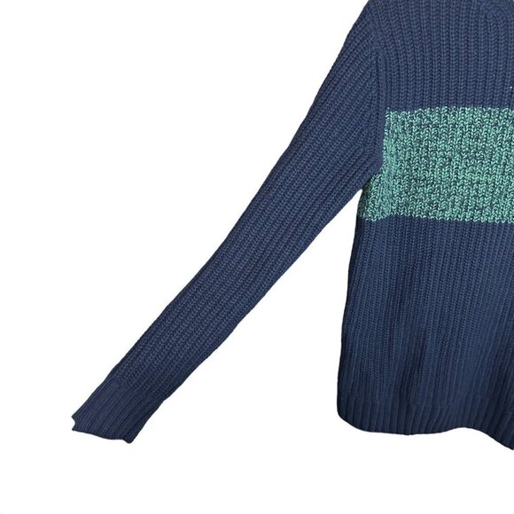Abercrombie & Fitch Sweater Navy & Green Chunky Turtleneck Casual Womens Size XS - Picture 3 of 5